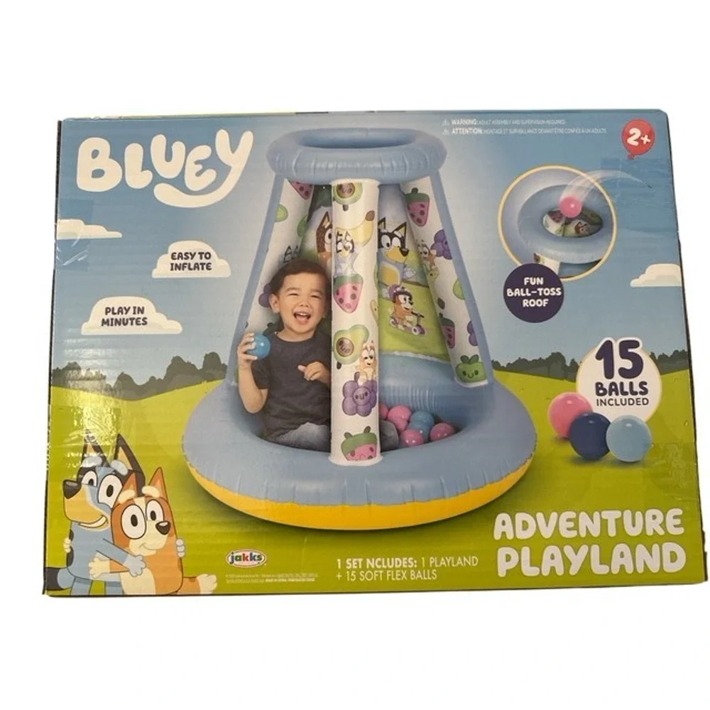 Bluey Adventure Playland Ball Pit Inflate with 15 Balls Toddler Ball Toss Roof